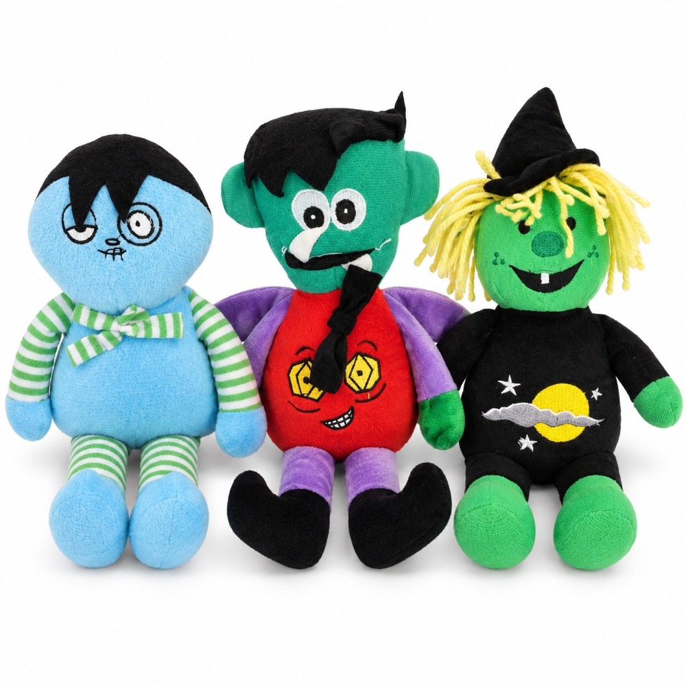 Vintage Kellytoy Halloween Plush Lot 3 Zombie Frankenstein Witch Y2K Tags